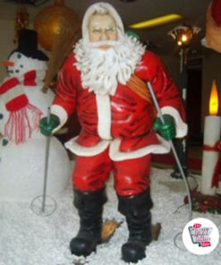 Figura Decoración Navidad Papa Noel Esquiando