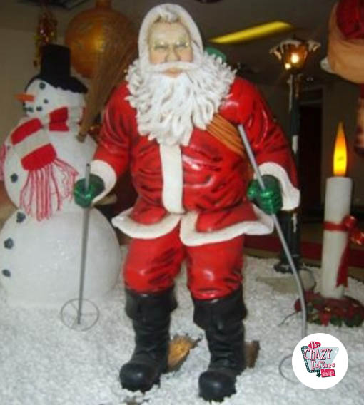 Figure Decoration Christmas Santa Claus Skiing