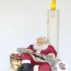 Figure Décoration Noël Père Noël assis avec bougie
