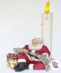 Figure Décoration Noël Père Noël assis avec bougie