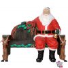 Figura Decoración Navidad Papa Noel Sentado en Banco