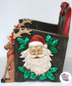 Figura Decoración Navidad Papa Noel Sentado en Banco