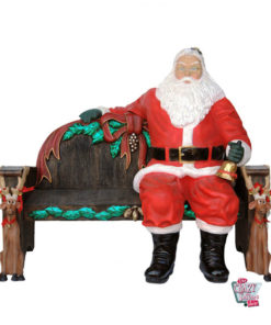 Figure Decoration Christmas Santa Claus Sitting on Bench