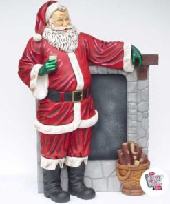 Figura Papai Noel Decoração de Natal com Lareira