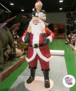 Figure Christmas Decoration Santa Claus with Elf