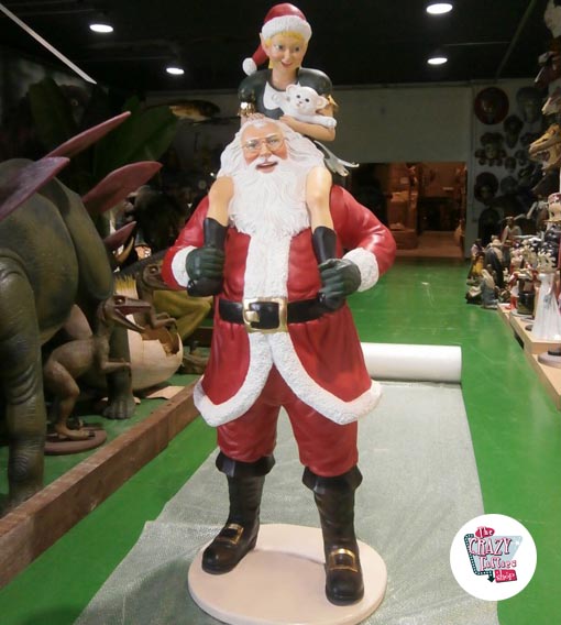 Figure Christmas Decoration Santa Claus with Elf