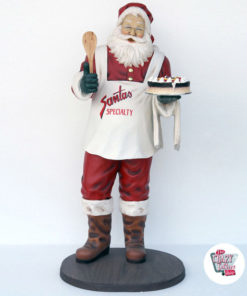 Figure Décoration Noël Père Noël avec gâteau