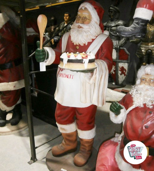 Figure Decoration Christmas Santa Claus with Cake