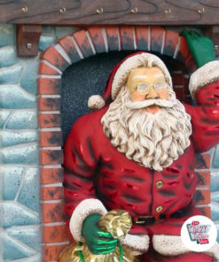 Konstdekoration Julen Santa Claus kommer in genom eldstaden