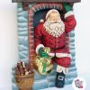Figure Decoration Christmas Santa Claus entering by Fireplace