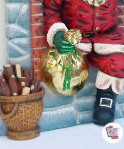 Figure Decoration Christmas Santa Claus entering by Fireplace