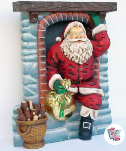 Figure Decoration Christmas Santa Claus entering by Fireplace