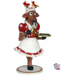 Figura Decoração Garçom Reno de Natal com Bandeja