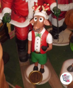 Figura Decoração Natal Reno Garçom com Bandeja