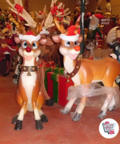 Figura Decoración Navidad Reno Rudolf Sentado