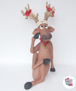 Figur Decoration Jul Reindeer Siddende Venter