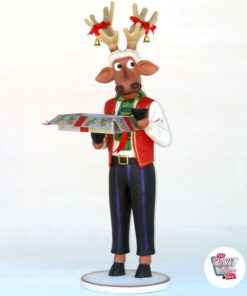 Figur Juledekoration Reno med gaveæske