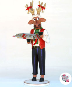 Figura Decoración Navidad Reno con Caja Regalo