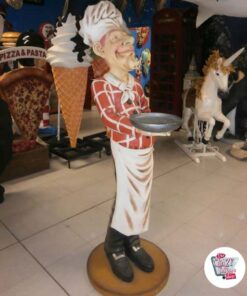 Figura Decoración Pizzería Pizzero con Bandeja