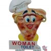 Figura Decoración Pizzería Señal Lavabos Mujeres