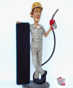 Figura Posto de gasolina do empregado com o Menu