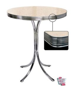 High Retro Diner Round Table Cream