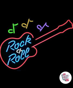 Neon Rock and Roll Guitar Poster