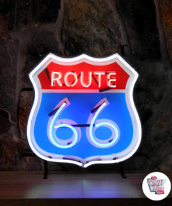 Neon Route 66-skilt med bakgrunn